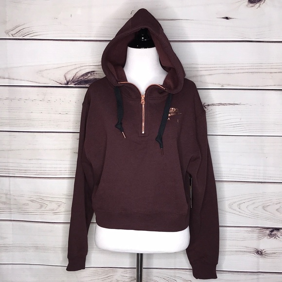 Nike Sweaters - ⬇️ Nike Air Rose Gold Metallic 1/2 Zip Crop Hoodie